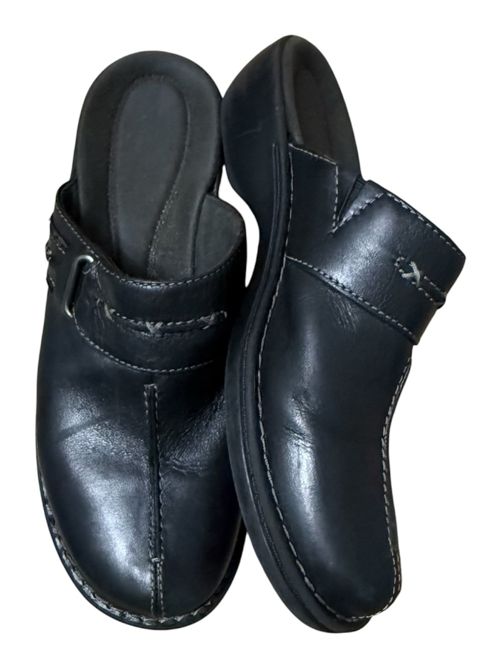Clark’s Bendables Mules Leather Slip-on Clogs Women’s Size 9 Black 39769 Comfort